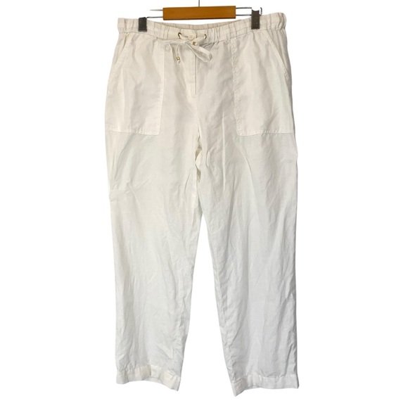 Jones New York Signature Pants Womens 10 White Elastic Waist Straight Leg - Picture 1 of 7